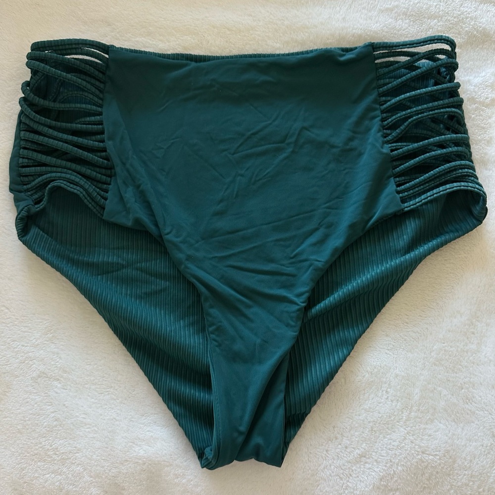 3/$20 - NWT Teal High-Waisted Reversible Bikini Bottoms - Picture 3 of 4